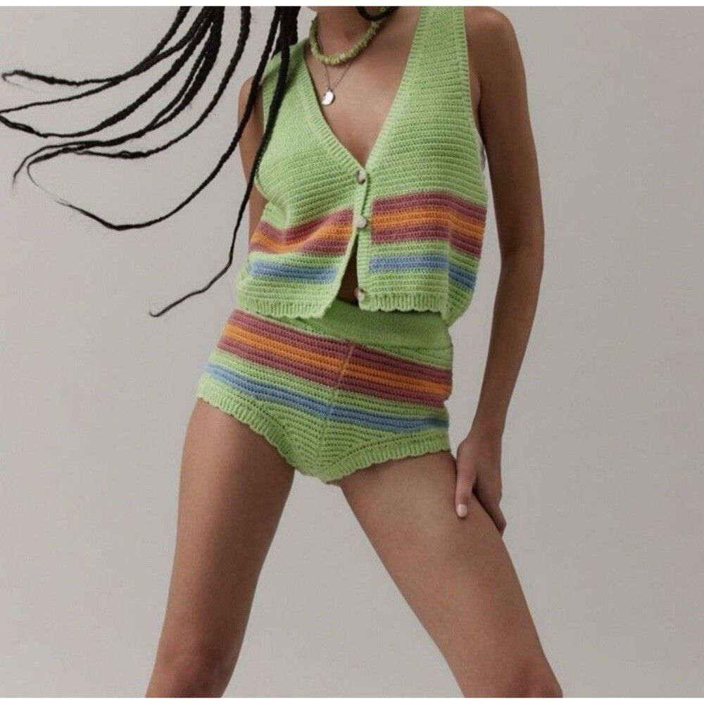 Urban Outfitters BDG Size Small Will Knit Sweater Vest Micro Short Set NWT